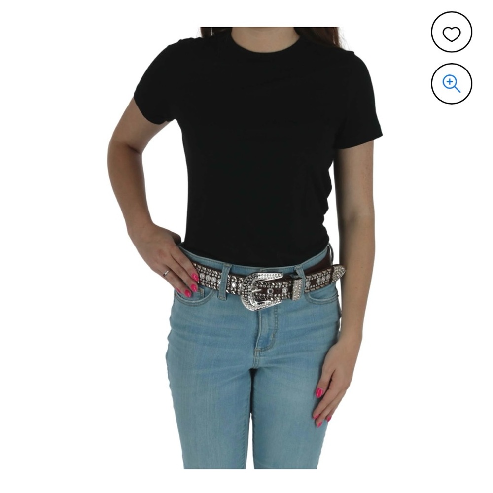 2/$20 / New - Western Style Faux Leather Rhinestone Belt - 29-35” length